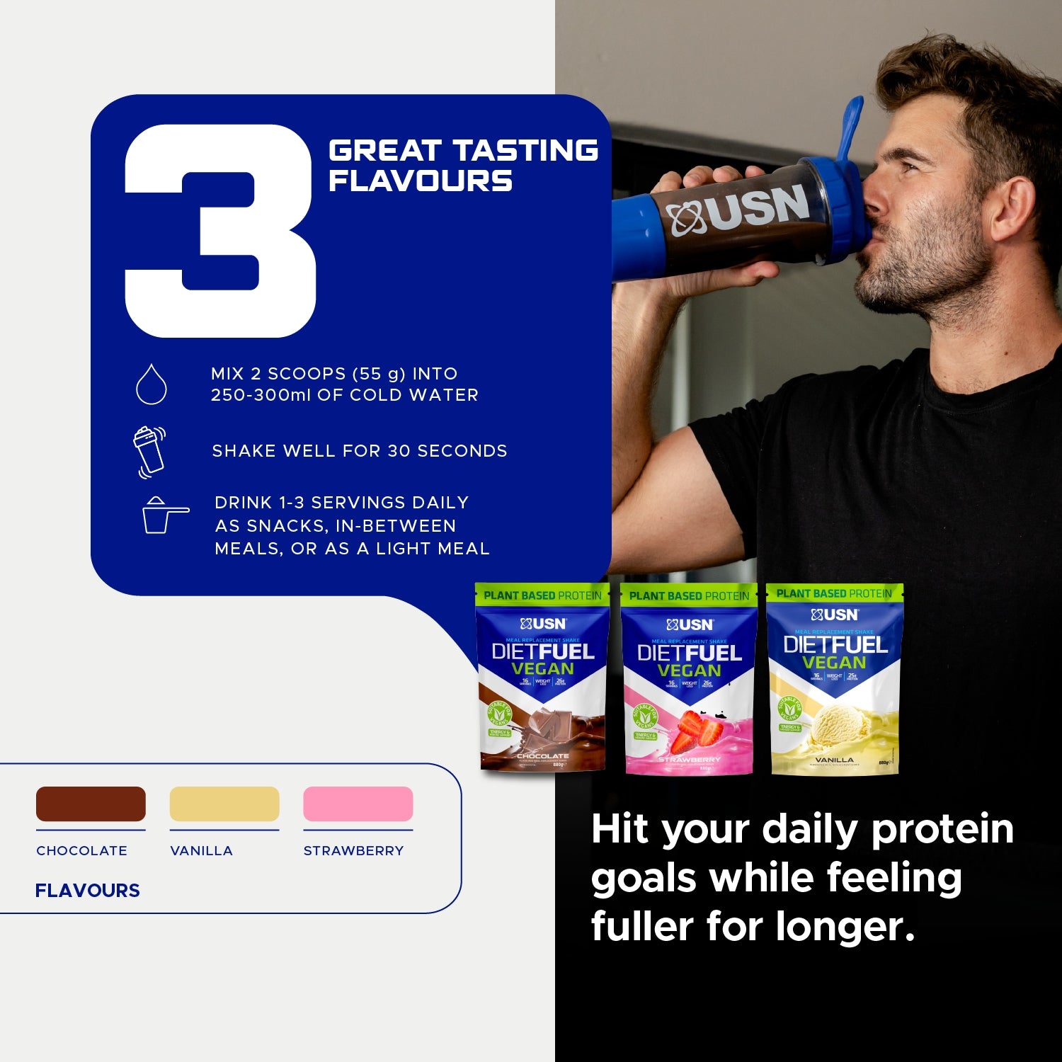 USN Diet Fuel Vegan Meal Replacement Shake Vanilla 880g - 998585