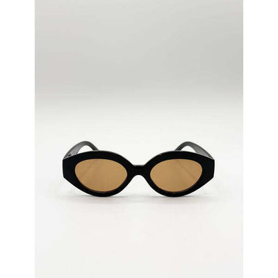 Superdrug SVNX Retro Small Oval Sunglasses Black Brown- Buy online at McGrocer