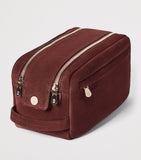 Brunello Cucinelli suede zipped wash bag, imported from the UK