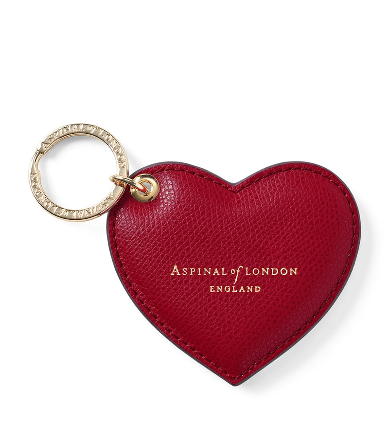 Aspinal of London grained leather heart keyring 6cm x 8cm, UK version