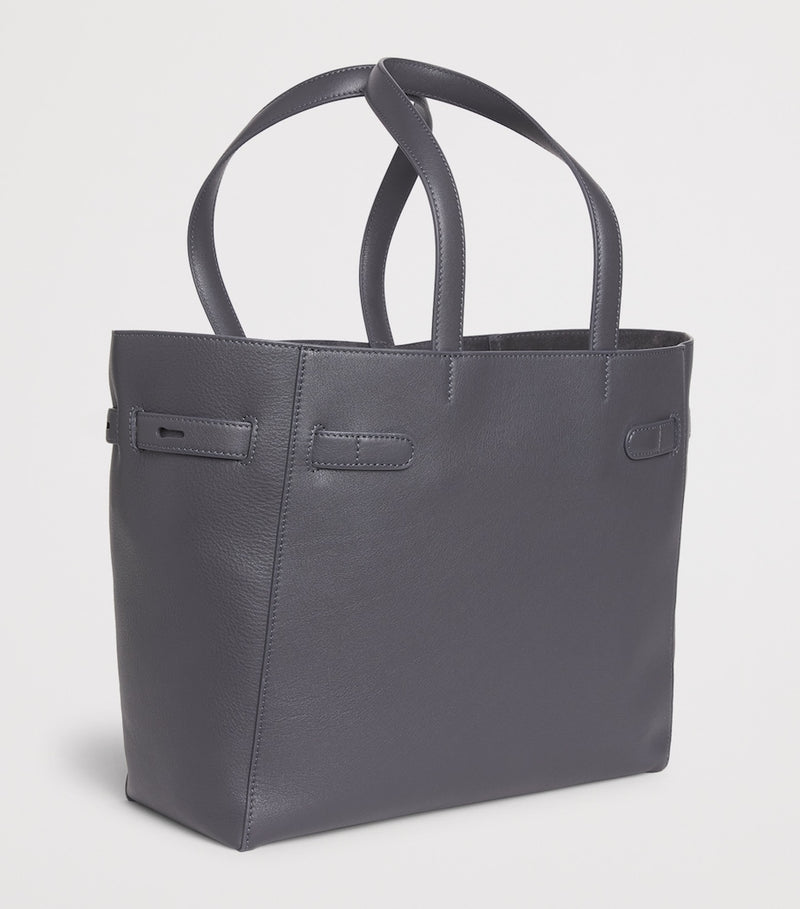 Thom Browne leather Cabas tote bag with zip pouch - British product