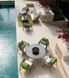 Pimlico Club outdoor armchair with teak wood and rope design, imported from the UK