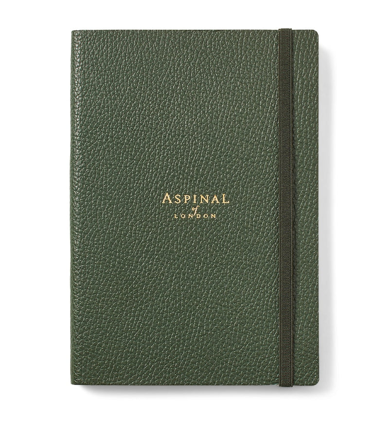 Aspinal of London grained leather bound A5 notebook - British product