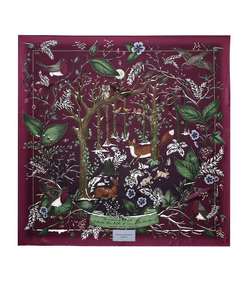 Aspinal of London Woodland silk scarf 90cm - British product