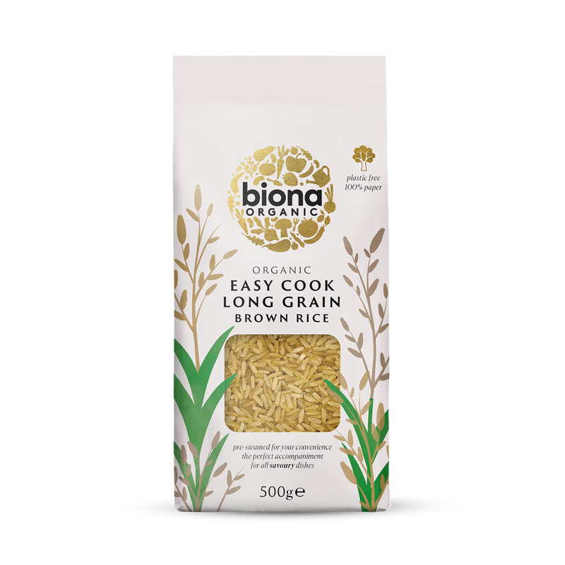 Biona organic brown rice easy cook long grain 500g, UK version