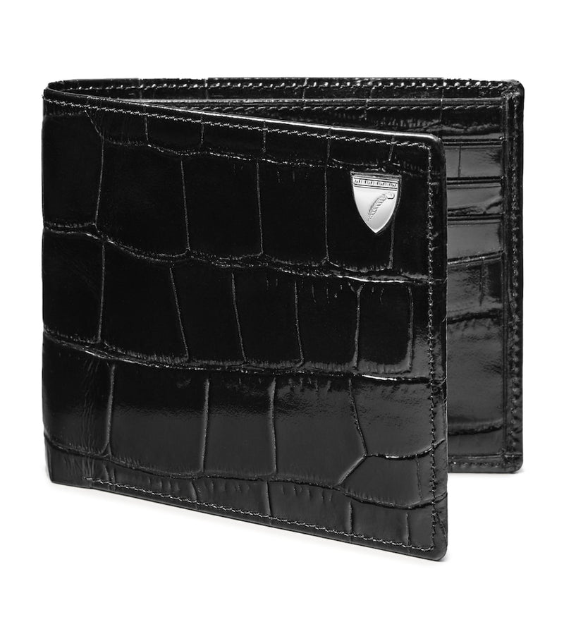 Aspinal of London croc-embossed leather bifold wallet, UK version