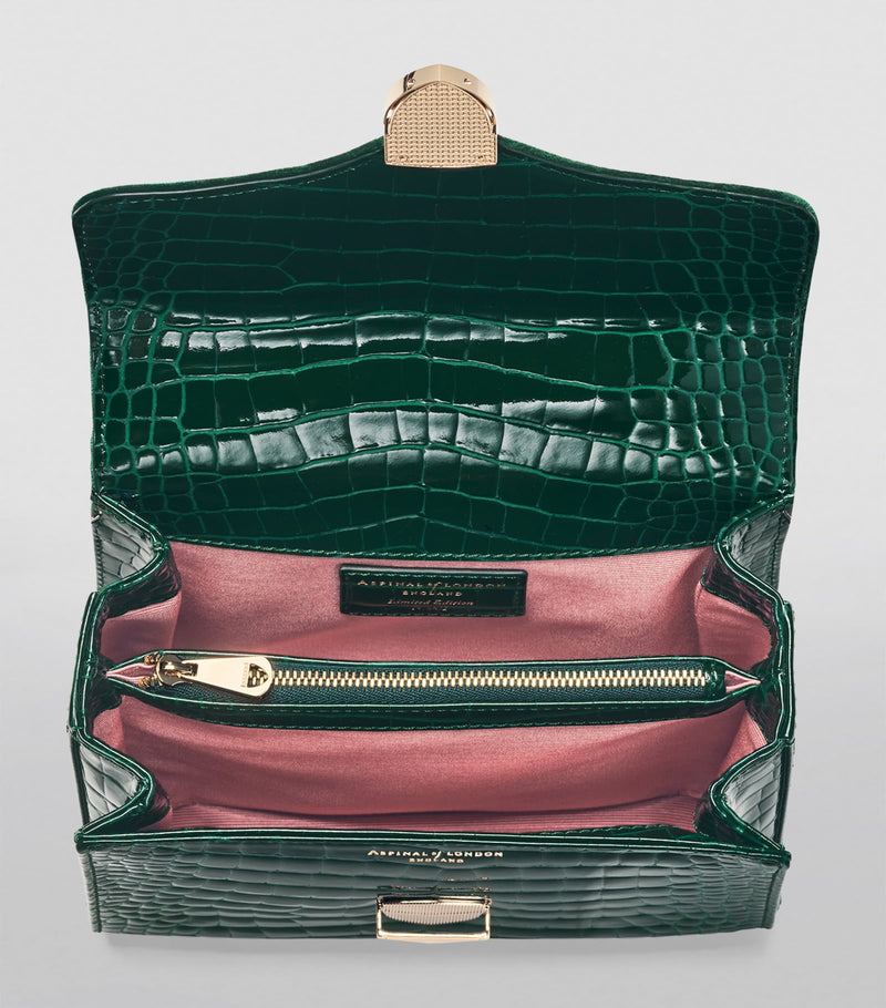 Aspinal of London Mayfair velvet top-handle bag midi (British brand)