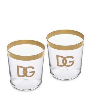 Dolce&Gabbana DG Millennials Logo Glass Tumblers Set of 2
