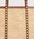 Valentino Garavani Large Straw Rockstud Tote bag, imported from the UK