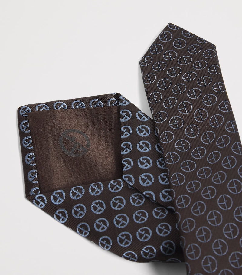 Giorgio Armani silk monogram tie 7cm - British product