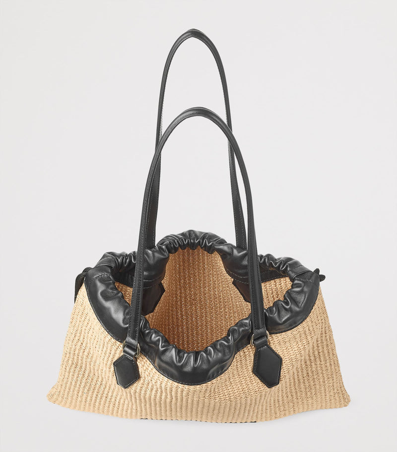Jimmy Choo large raffia drawstring tote bag - British product
