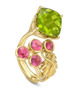 Harrods Boodles The Palace Collection The Great Vine Gemini Ring with Diamonds, Garnet and Peridot- Buy online at McGrocer