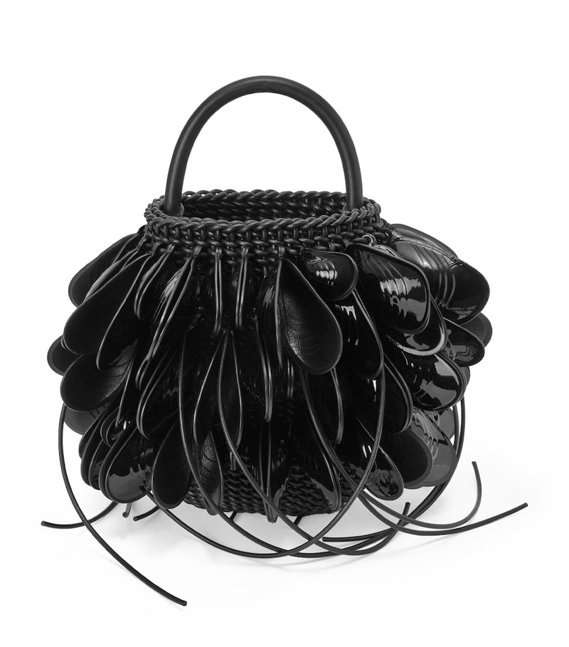 LOEWE Leather Shell Bucket Bag with woven texture, imported from the UK