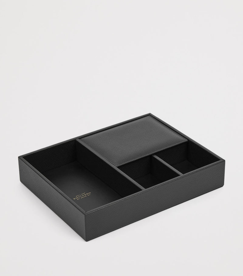 Smythson Panama leather valet tray (British brand)
