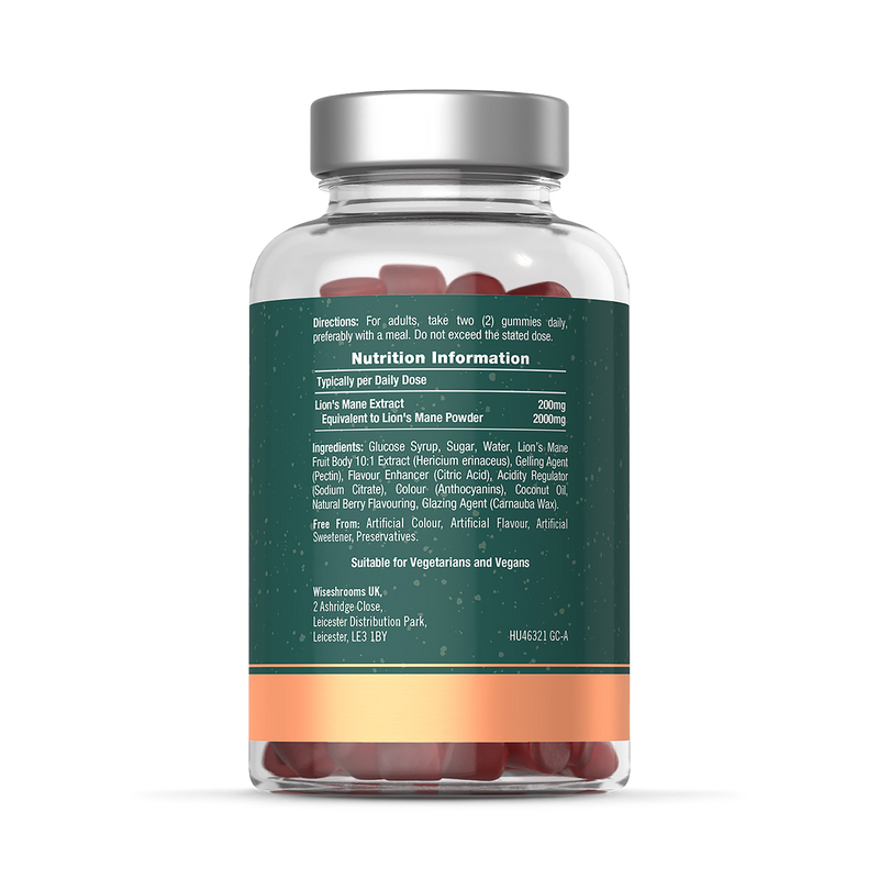 Wiseshrooms Lions Mane 2000mg vegan gummies - British product
