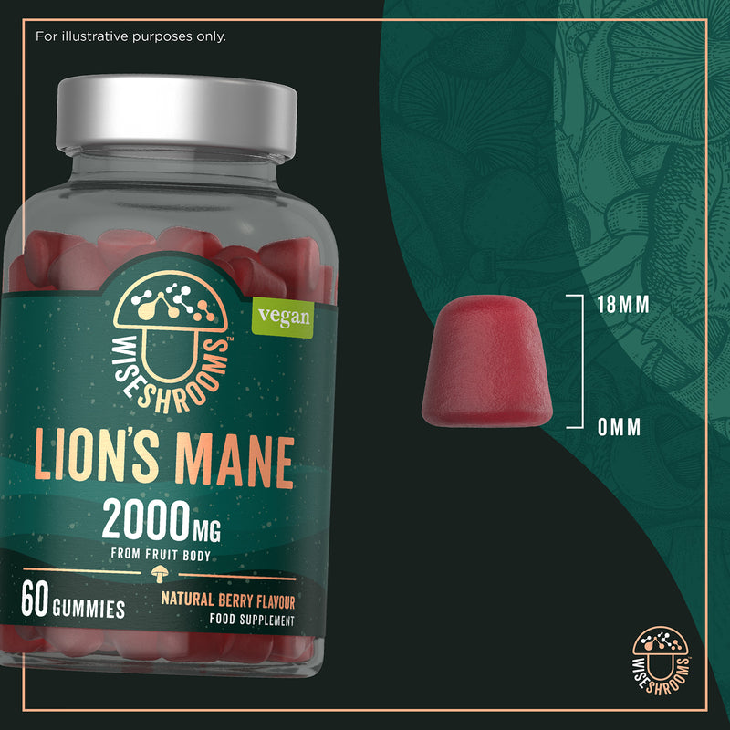 Wiseshrooms Lions Mane 2000mg vegan gummies - British product