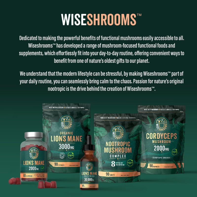 Wiseshrooms Lions Mane 2000mg vegan gummies - British product