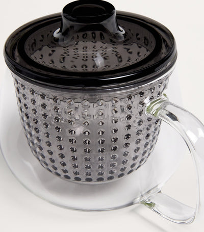 Harrods Transparent Glass Tea Pot with Contrasting Strainer 350ml- Buy online at McGrocer
