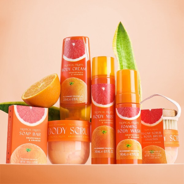Tropical Fruits Grapefruit Body Scrub with Brush 150g imported from the UK