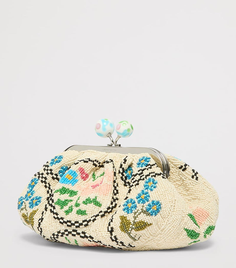 Weekend Max Mara cotton beaded clutch bag H13cm W19cm D9cm (British brand)