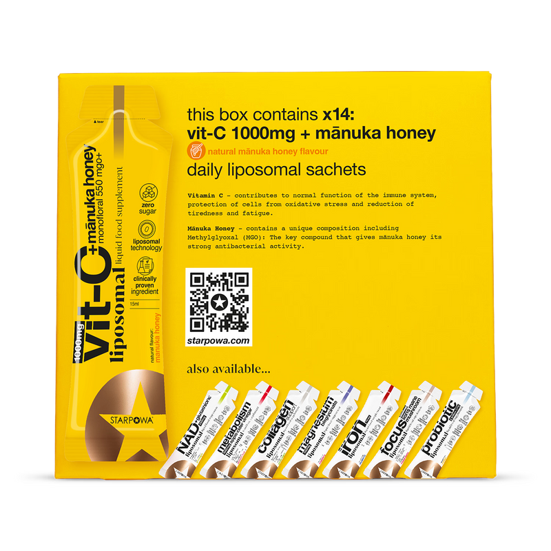 Starpowa liposomal vitamin C with Manuka Honey 550 MGO 14 sachets - British product