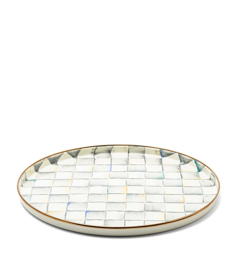 MacKenzie-Childs Sterling Check round tray 37cm, imported from the UK