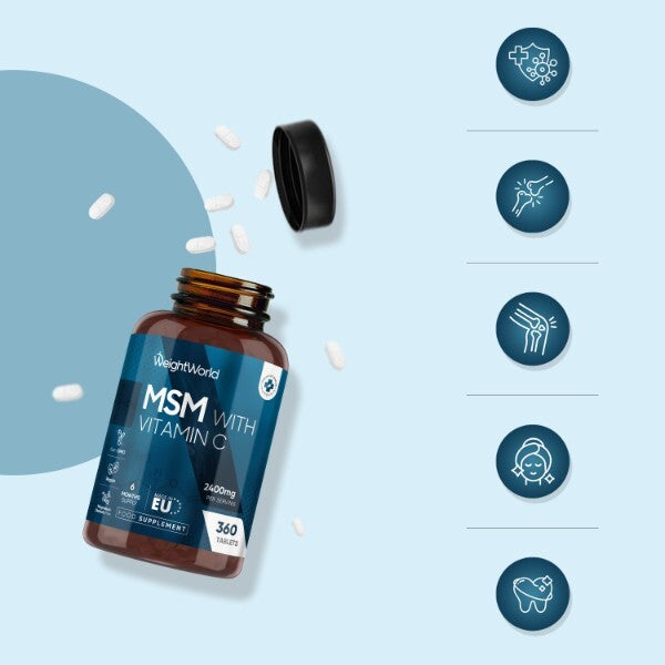 WeightWorld MSM supplement 2400mg vegan tablets, imported from the UK