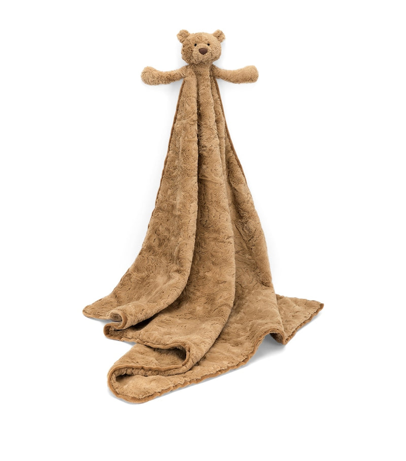 Jellycat bear blanket with textured fur and bear head, 56cm x 70cm, UK version