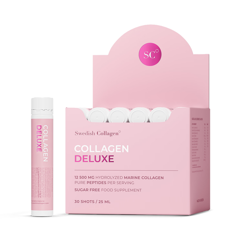 Swedish Collagen Deluxe marine collagen shots berry flavour 25ml 30 pack, imported from the UK