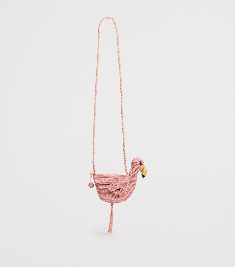 Bonpoint raffia flamingo handbag - British product