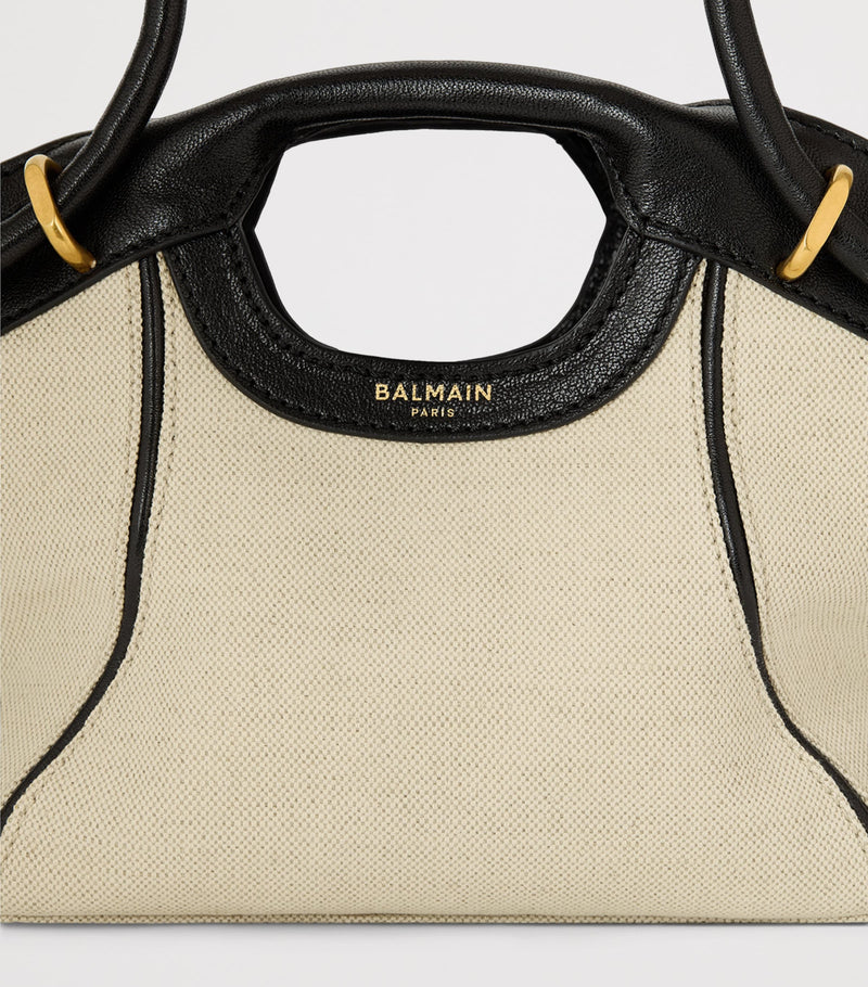 Balmain small canvas tote bag with leather trims - British product