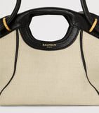 Balmain small canvas tote bag with leather trims - British product