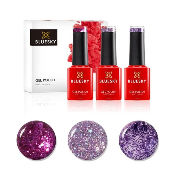 Bluesky Mini Trio Purple Confetti Gel Nail Polish 5ml - British product