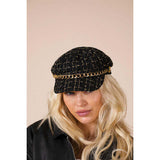 SVNX tweed baker boy hat black, imported from the UK