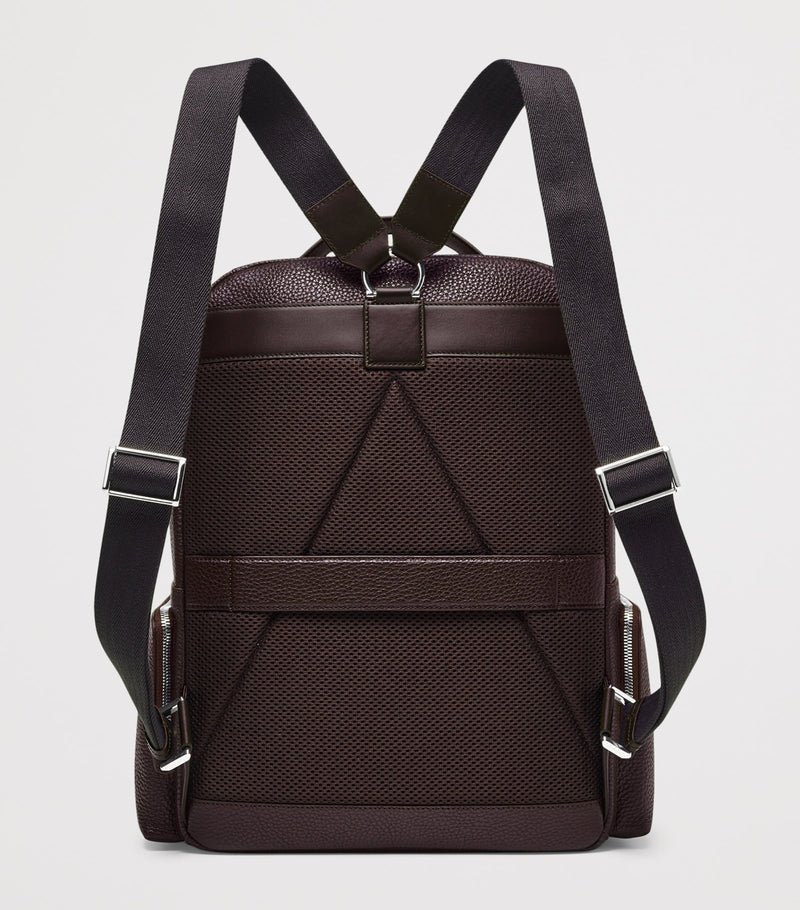 Aspinal of London pebbled leather reporter zipped backpack (British brand)