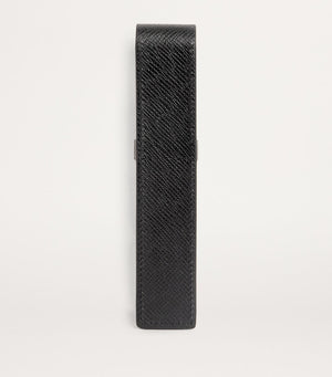 Leather Pen Sleeve with Engraved Logo and Gold Hardware, 15.5cm x 3cm x 2cm