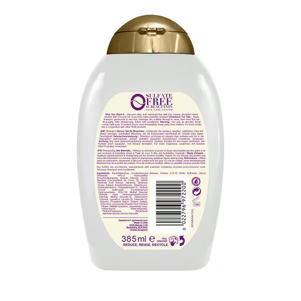 OGX Damage Remedy Coconut Miracle Oil Shampoo 385ml, imported from the UK