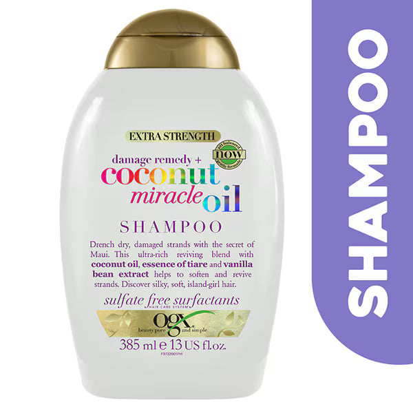 OGX Damage Remedy Coconut Miracle Oil Shampoo 385ml, imported from the UK