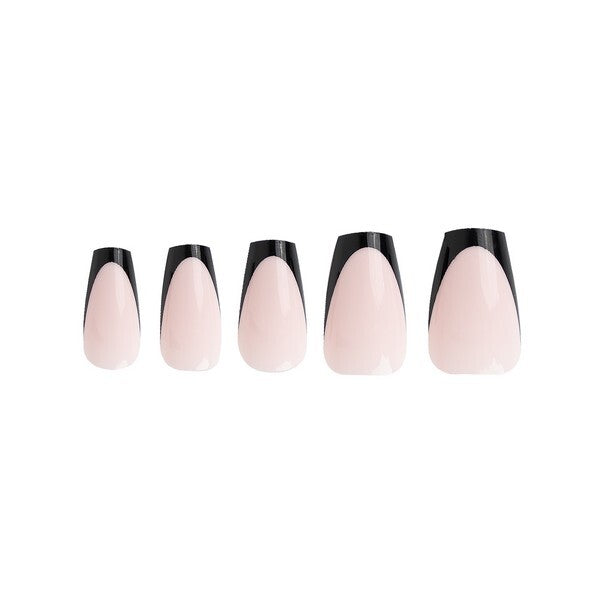Invogue black french tip coffin nails 24 pieces (British brand)
