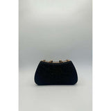 Schwarze Glitzer-Kupplungstasche mit goldener Hardware und Kettenband (britische Marke)