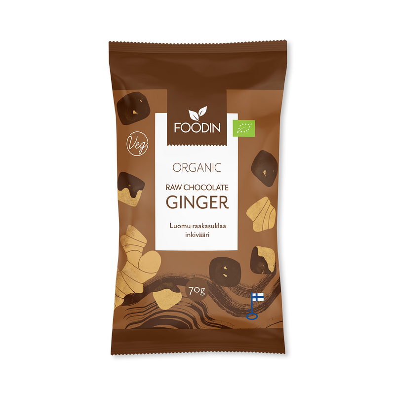 Organic raw chocolate coated ginger 8x70g (British brand)