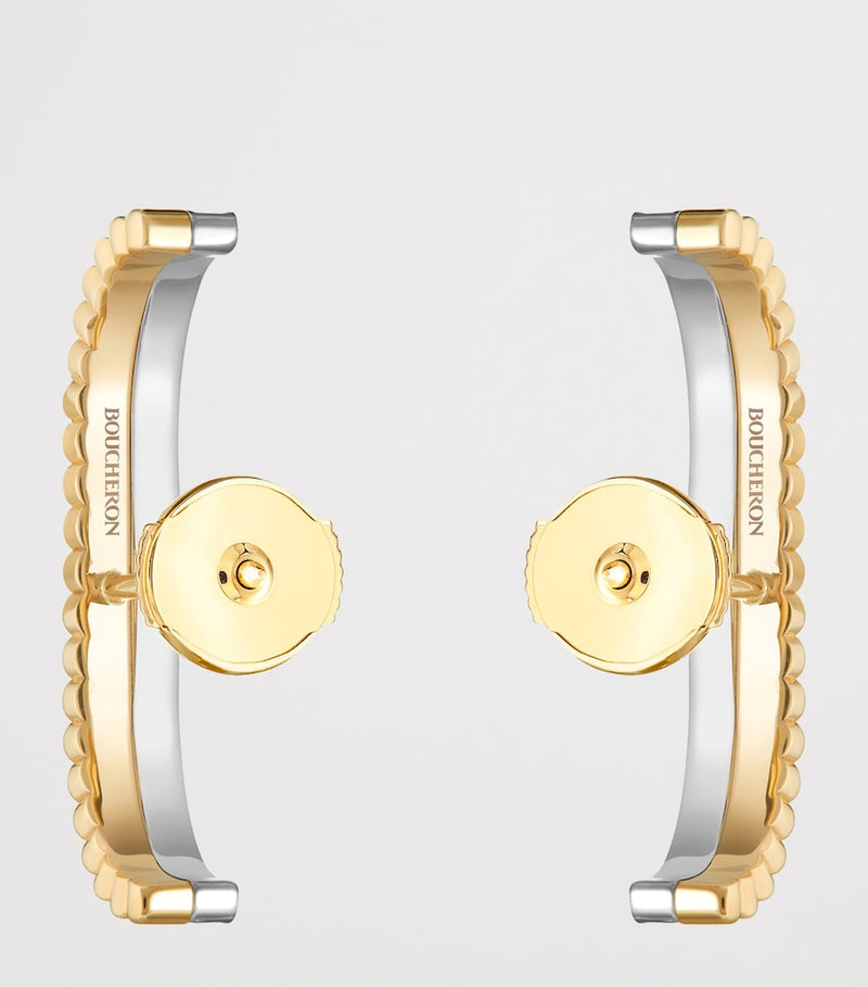 Boucheron Quatre Radiant Edition gold diamond stud earrings, imported from the UK