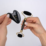 Pure Derma London Black Obsidian Gua Sha & Face Roller Set, imported from the UK