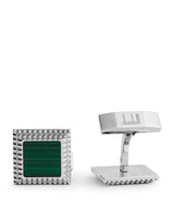 Harrods Dunhill Rhodium-Plated Silver and Malachite Hobnail Cufflinks 15mm- Buy online at McGrocer