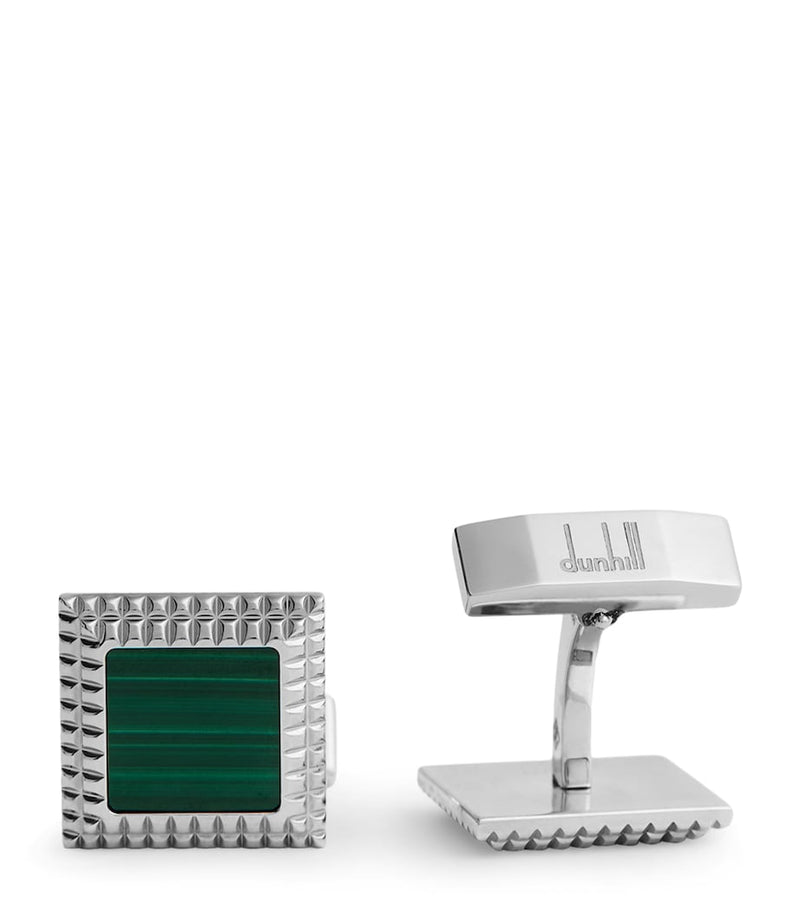 Dunhill hobnail cufflinks with malachite stone, 15mm - British product