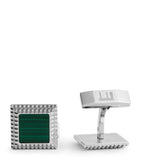 Dunhill hobnail cufflinks with malachite stone, 15mm - British product