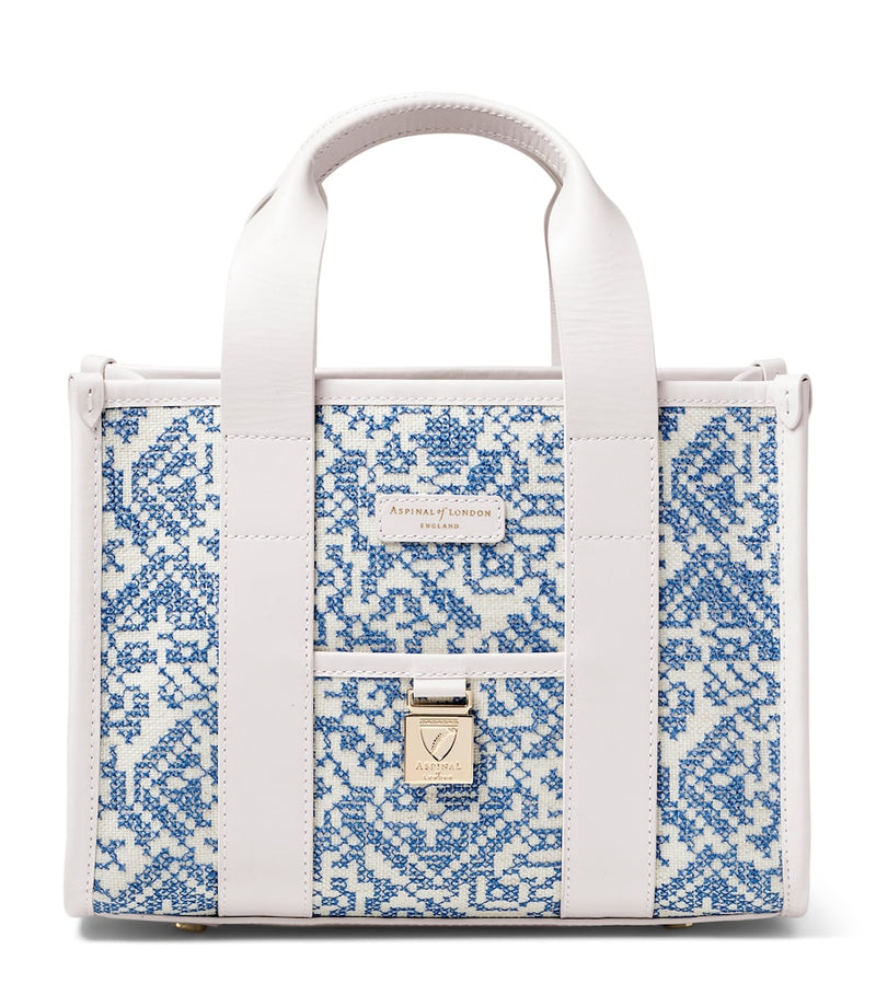 Aspinal of London canvas raffia Henley tote bag, imported from the UK