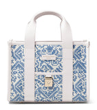 Aspinal of London canvas raffia Henley tote bag, imported from the UK