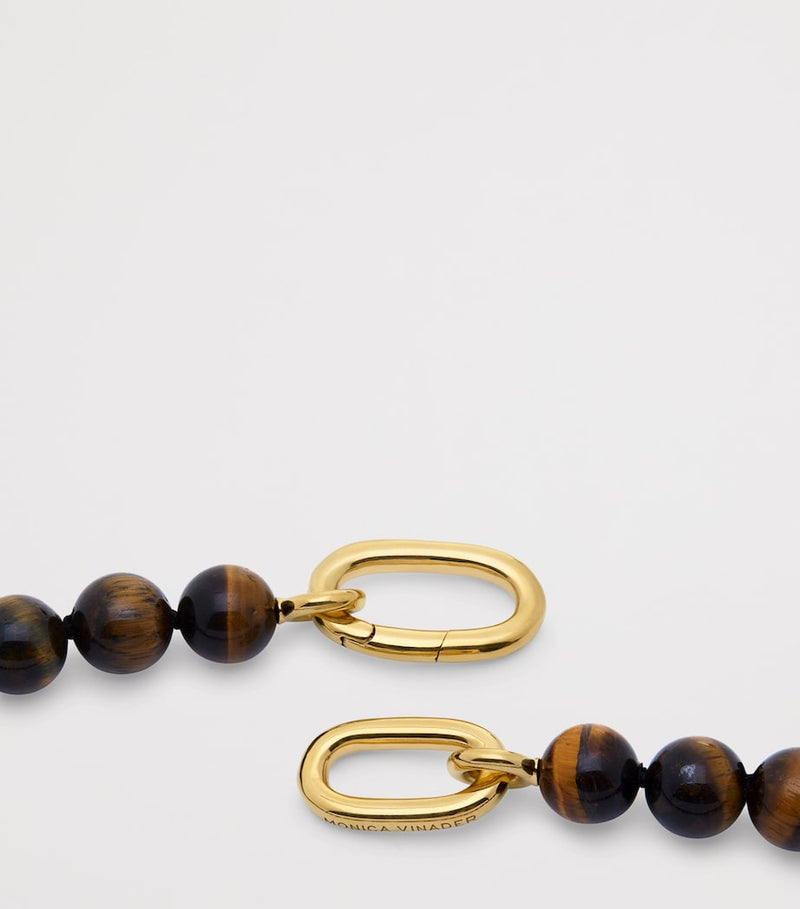 Monica Vinader gold vermeil tiger's eye bead necklace (British brand)