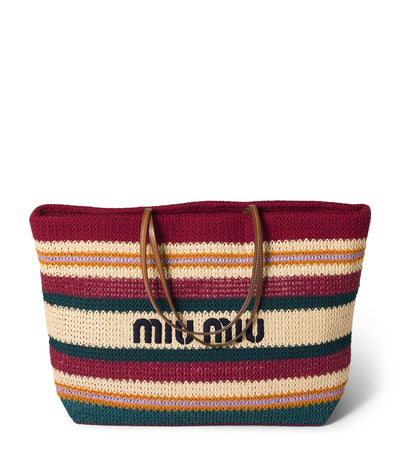 Harrods Miu Miu Raffia-Effect Woven Tote Bag- Buy online at McGrocer